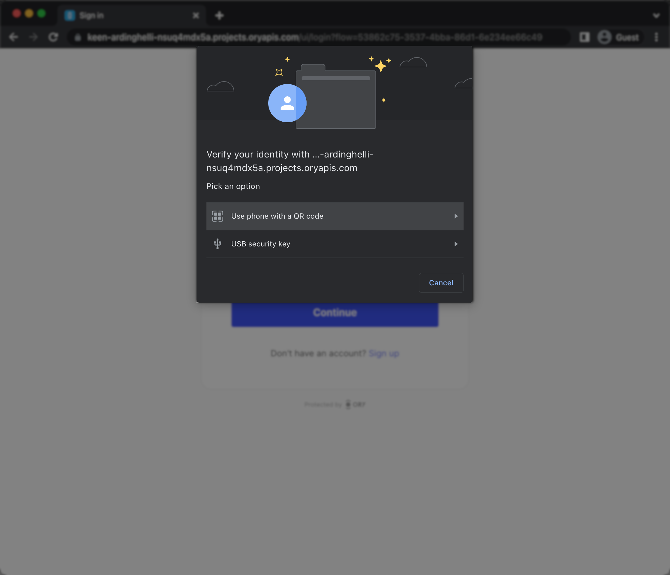 WebAuthn prompt in Google Chrome